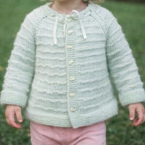 Vintage Handmade Green Sweater with Dolphin Buttons Sz 4/5